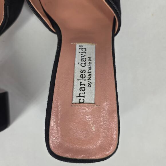 CHARLES DAVID BLACK SUEDE OPEN-TOE SANDALS – BOW DETAIL – MADE IN ITALY – SIZE 6 - Picture 11 of 16